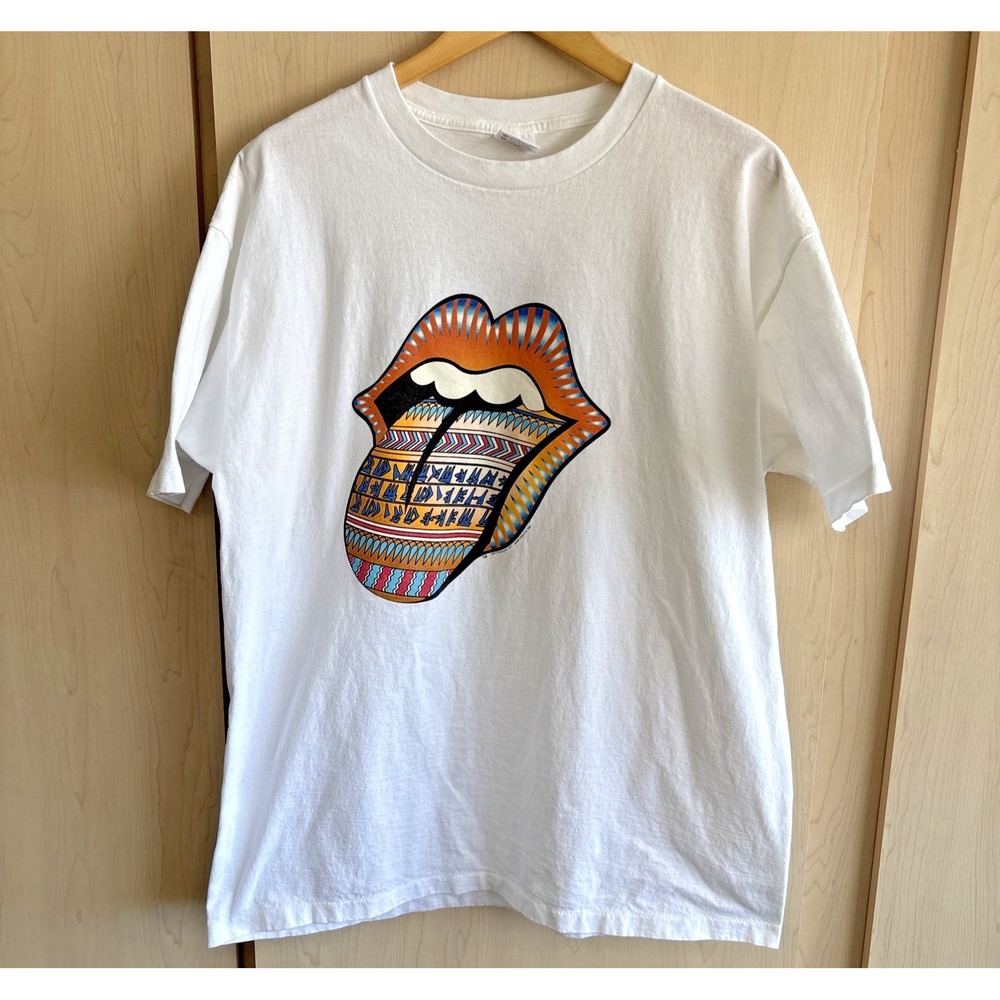 ROLLING STONES Bridges to Babylon Tour 1997 USA White Vintage‎ Tee Shirt XL EUC